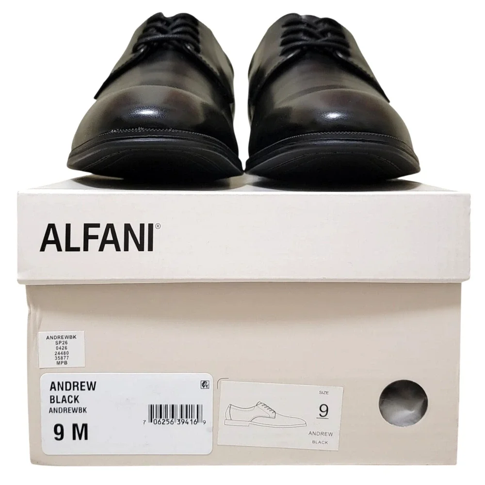 Alfani Men plain Toe Derby Oxfords Andrew Size US 9M Black Faux Leather